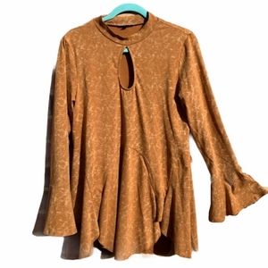 JODIFL keyhole bell sleeve tie dye tunic